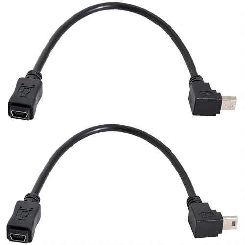 chenyang 2 Pack Mini USB Extension Cable USB 2.0 Mini USB 5Pin Male to Female 90 Degree Angled Data Power Extension Cable Adapter 0.2M