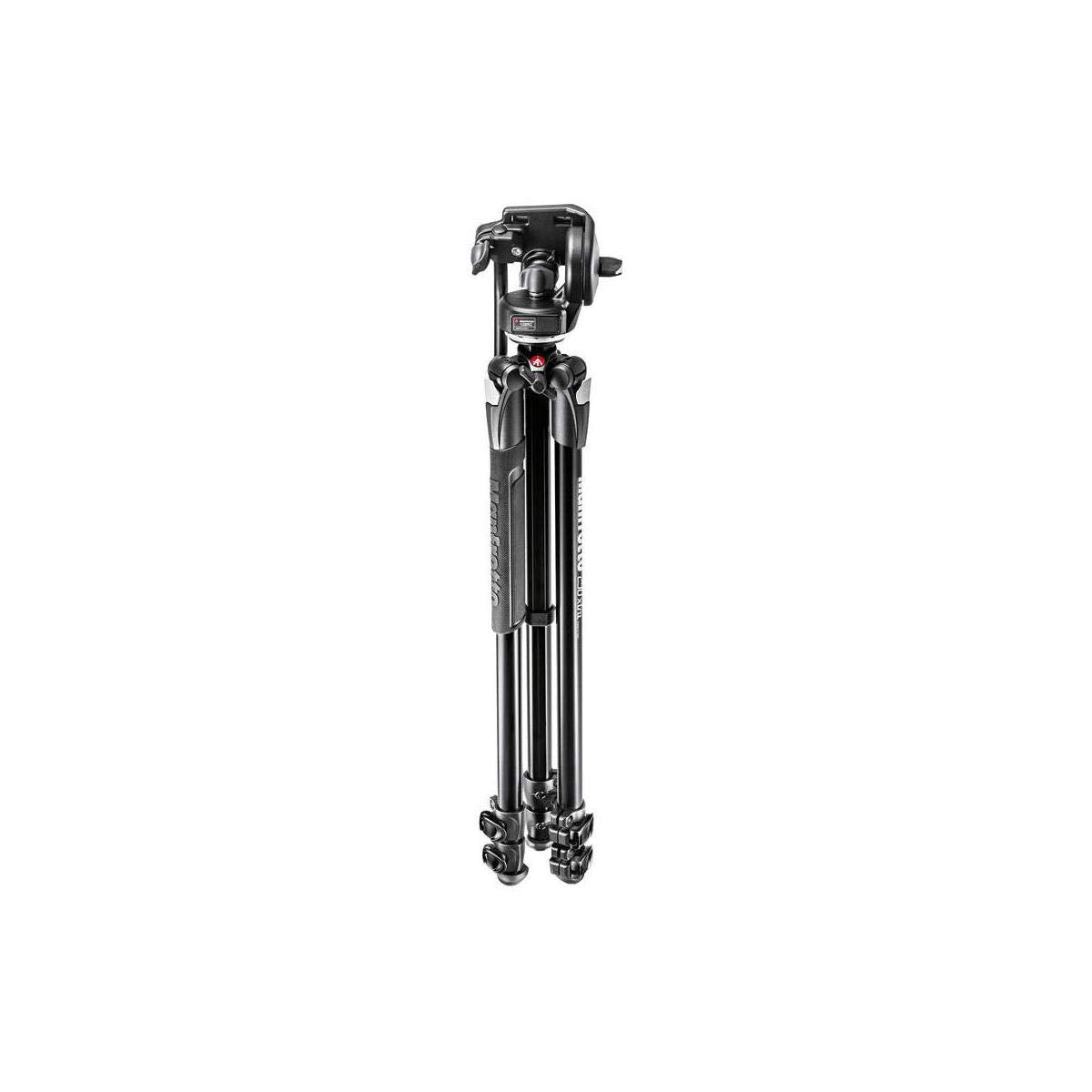 Manfrotto 290 Xtra Aluminum 3-Section Tripod Kit with Fluid Video Head (MK290XTA3-2WUS) Black