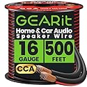 GEARit 16 Gauge Speaker Wire 500 ft,16 Gauge Wire with Foot Markers & Polarity Markings,Flexible Speaker Cable for Car Audio & Home Theater
