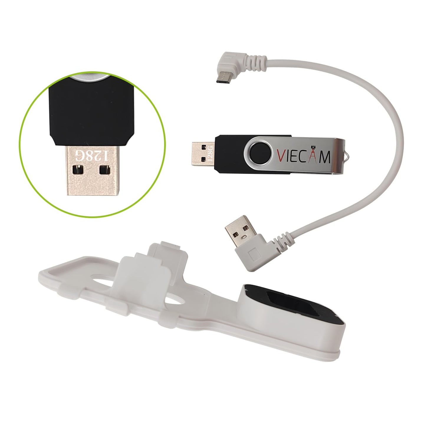 VIECAM 128GB USB Flash Drive and Outlet Wall Mount for Blink Sync Module 2: Space-Saving and Easy-Move Mount Bracket Holder for Blink Outdoor Indoor