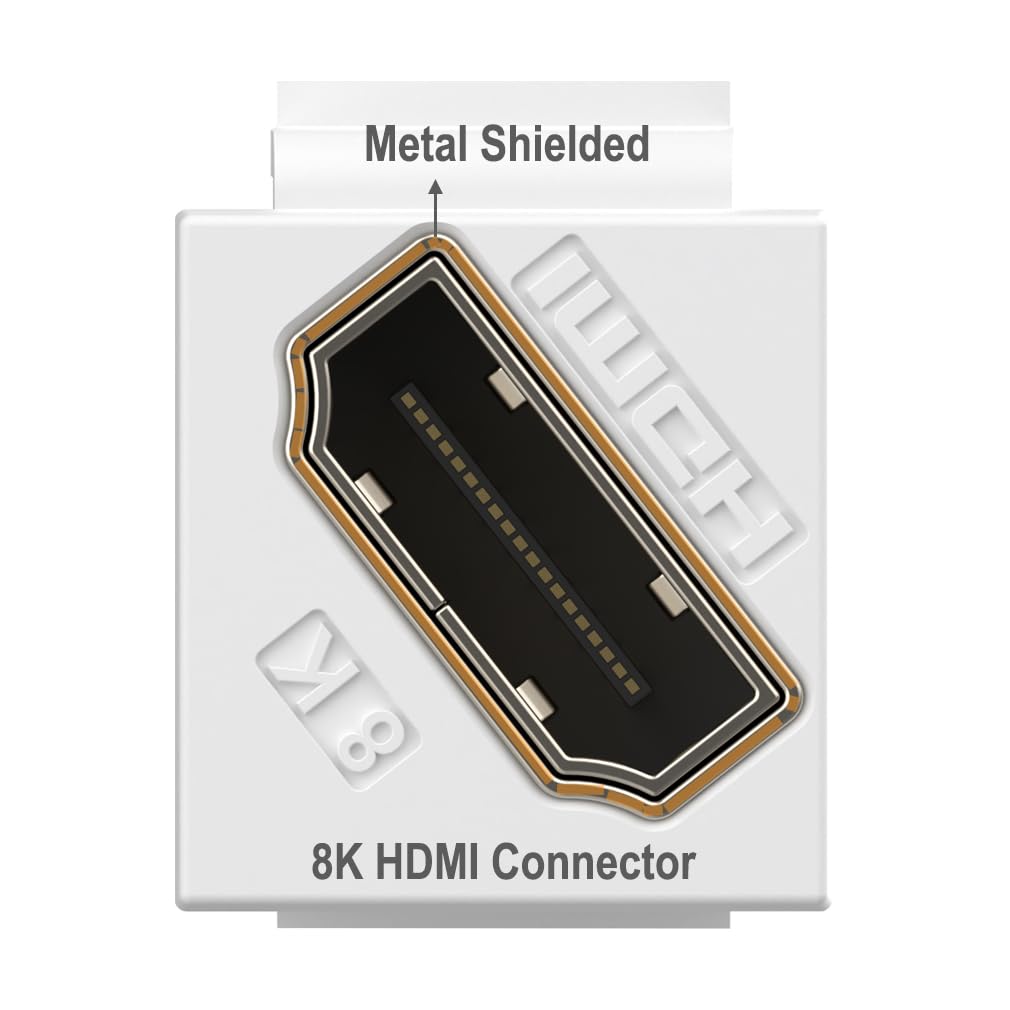 YOEMELY HDMI Keystone 8K, White HDMI Keystone Coupler for HDMI 2.1a Cable Pass Through, Including 8K 60Hz or 4K 120Hz Resolution and up to 48G