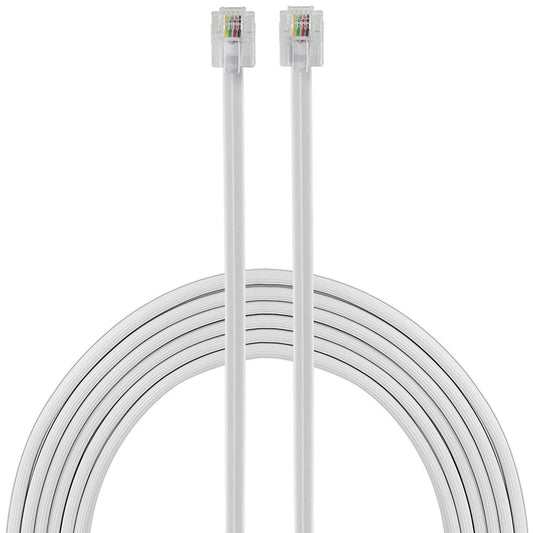Power Gear Telephone Line Cord, 100 Feet, Phone Cord, Modular Jack Ends, Works for Phone, Modem or Fax Machine, for Use in Home or Office, White