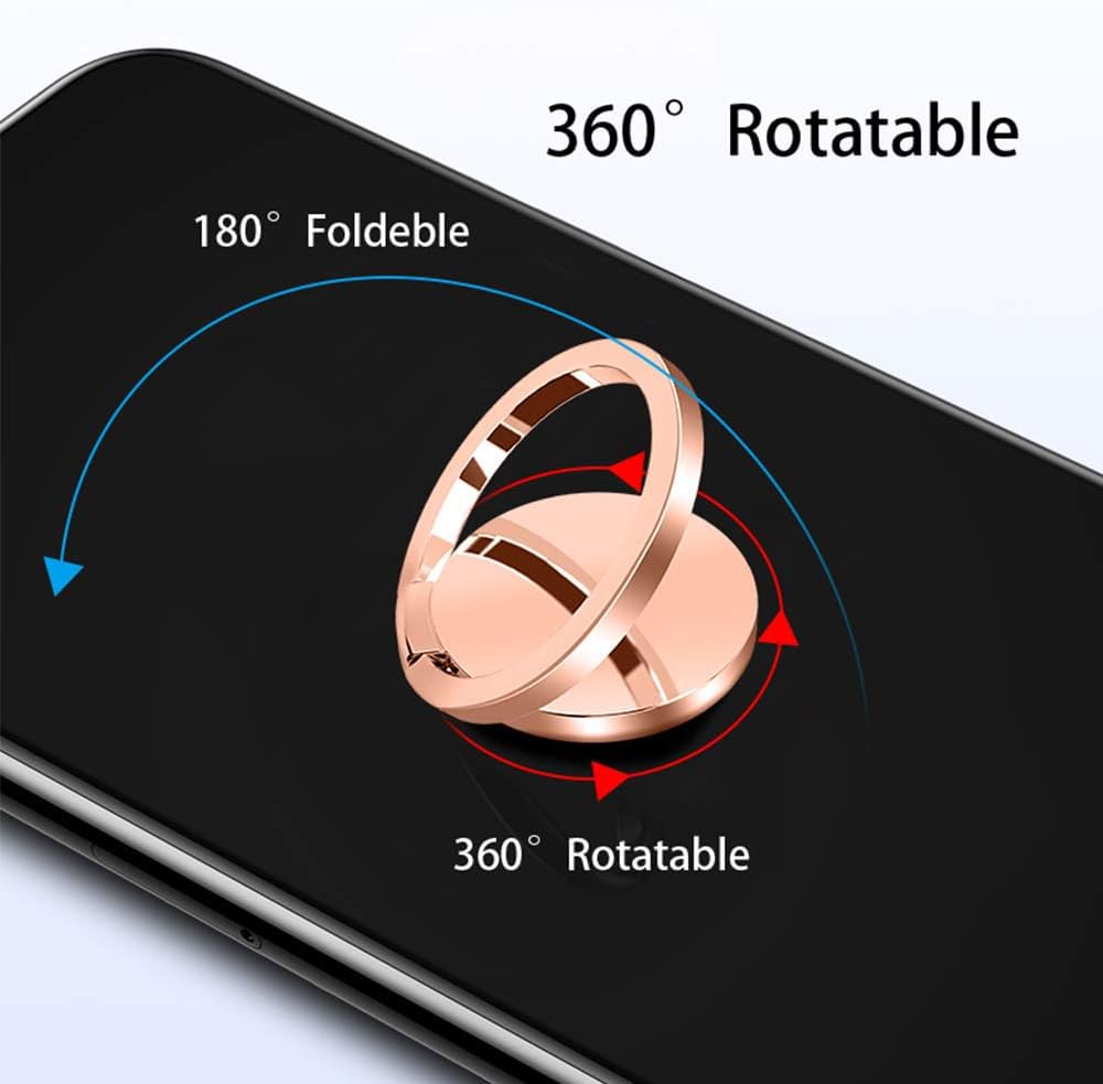 Ultra Slim Phone Ring Holder, Tomorotec Thin Cell Phone Ring Stand for Magnetic Car Mount with Black Car Mount Hook - for iPhone X XR XS 8 7 Plus 6S 6