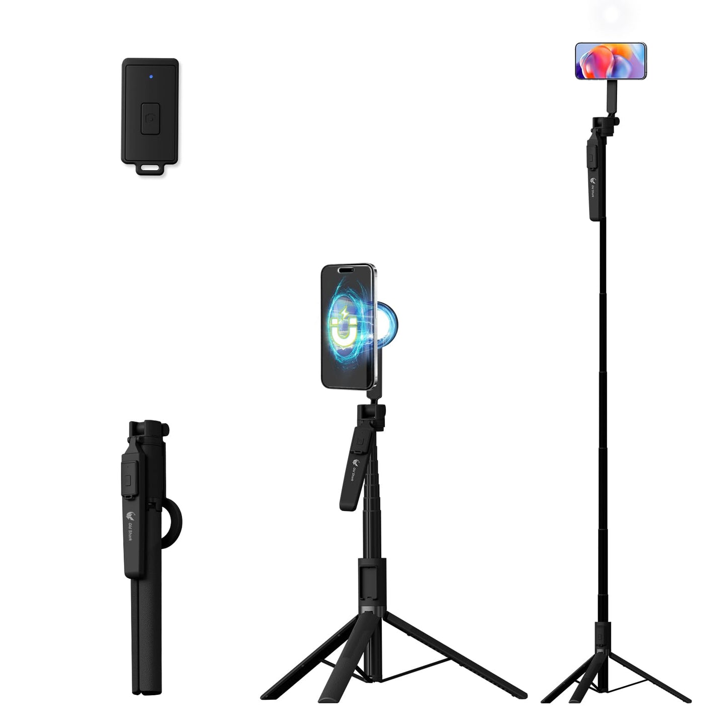 64" Magnetic Phone Tripod for iPhone MagSafe, Reinforced Aluminum Selfie Stick Tripod Stand for Video Recording, Vlogging & Travel Content Creators
