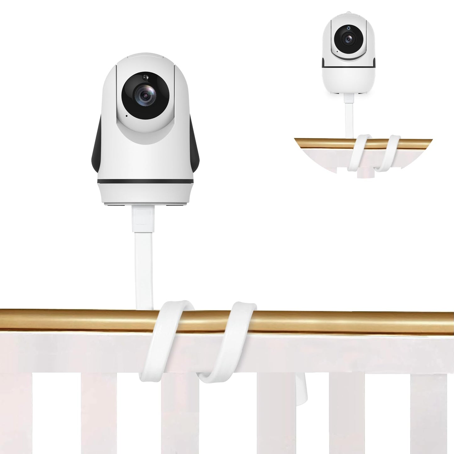 HelloBaby Flexible Baby Camera Mount Monitor Stand Baby Monitor Holder Attaches to Crib Cot Shelves or Furniture (White)(Baby Monitor not Included)