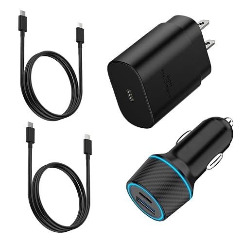 25W Super Fast Charger Type C Wall/Car Charger Combo Kit for Samsung Galaxy S26 S25 S24 S23 S22 S21 Ultra Plus A53 A52 A14 A25 A42 A32 Xcover 7 6