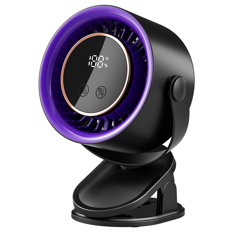 KSBTPST 3-in-1 Portable Clip-on Fan, 199 Speed Adjustable USB Rechargeable with LED Display, 360 Rotatable High Wind, 17H Long Battery Life