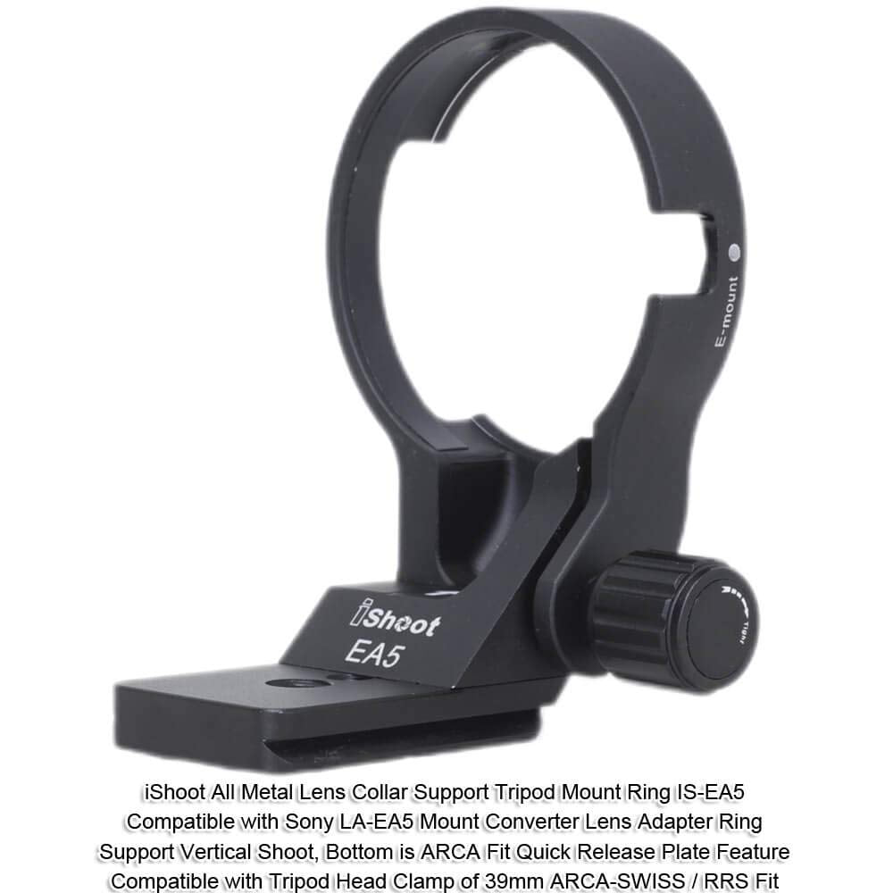 iShoot 66mm Lens Collar Tripod Mount Ring Compatible with Sony LA-EA5 Mount Converter Adapter Ring, Lens Support Holder Bracket Bottom is Arca-Swiss