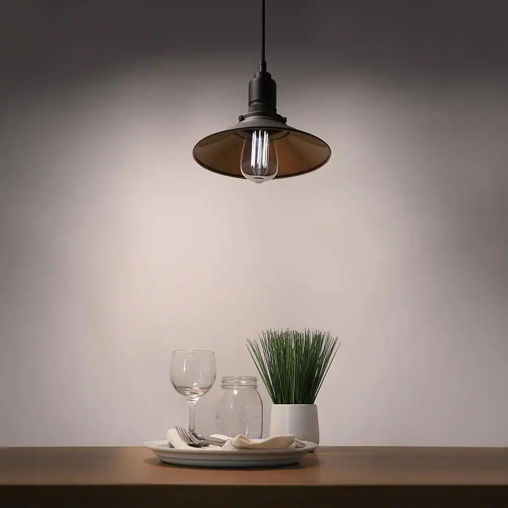 Feit Electric 100-Watt Equivalent ST19 Dimmable Straight Filament Clear Glass E26 Vintage Edison LED Light Bulb, Daylight (4-Pack)