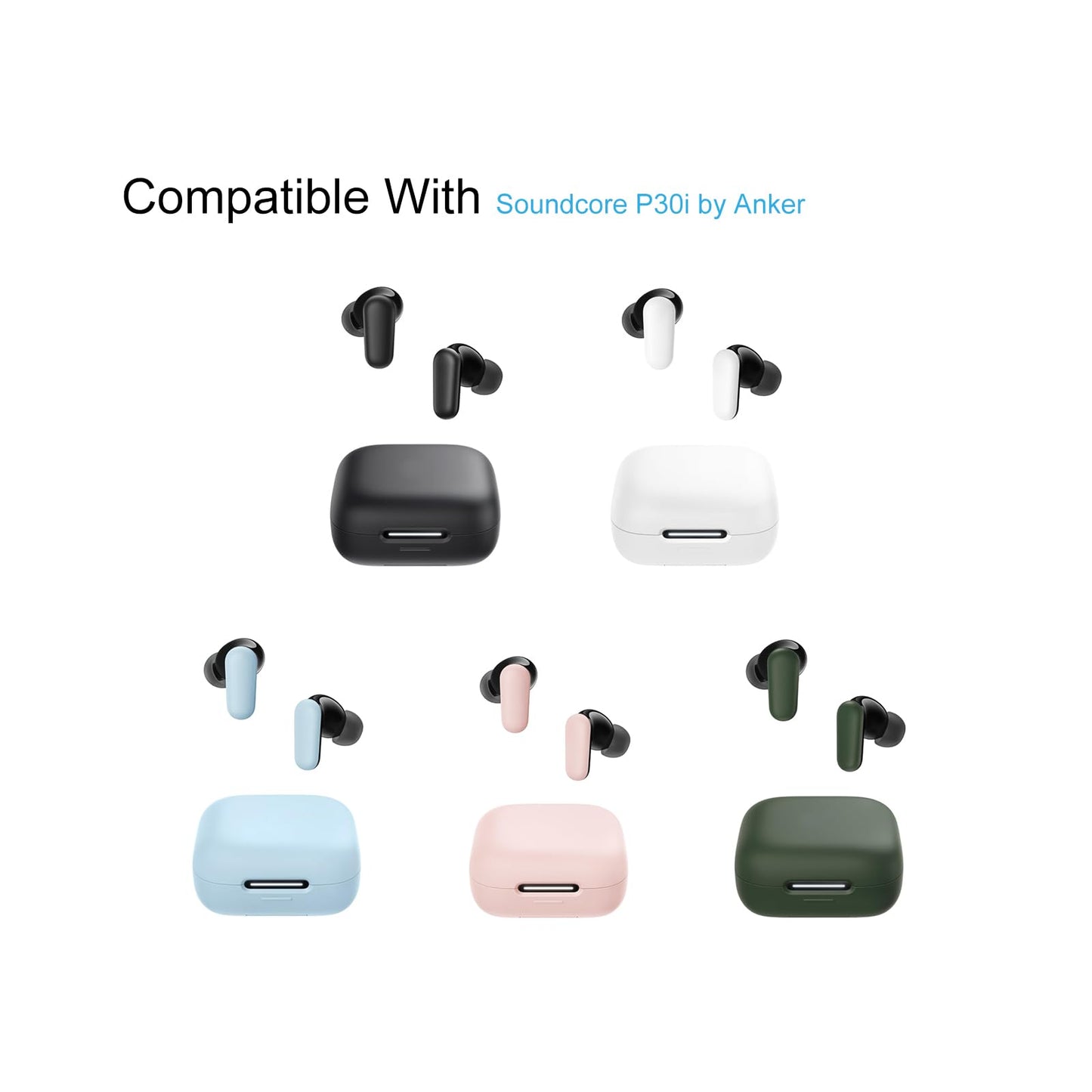 Replacement Foam Eartips Compatible with Soundcore P30i by Anker Earbuds, Comfort Fit (3 Pairs, S/M/L, Black)