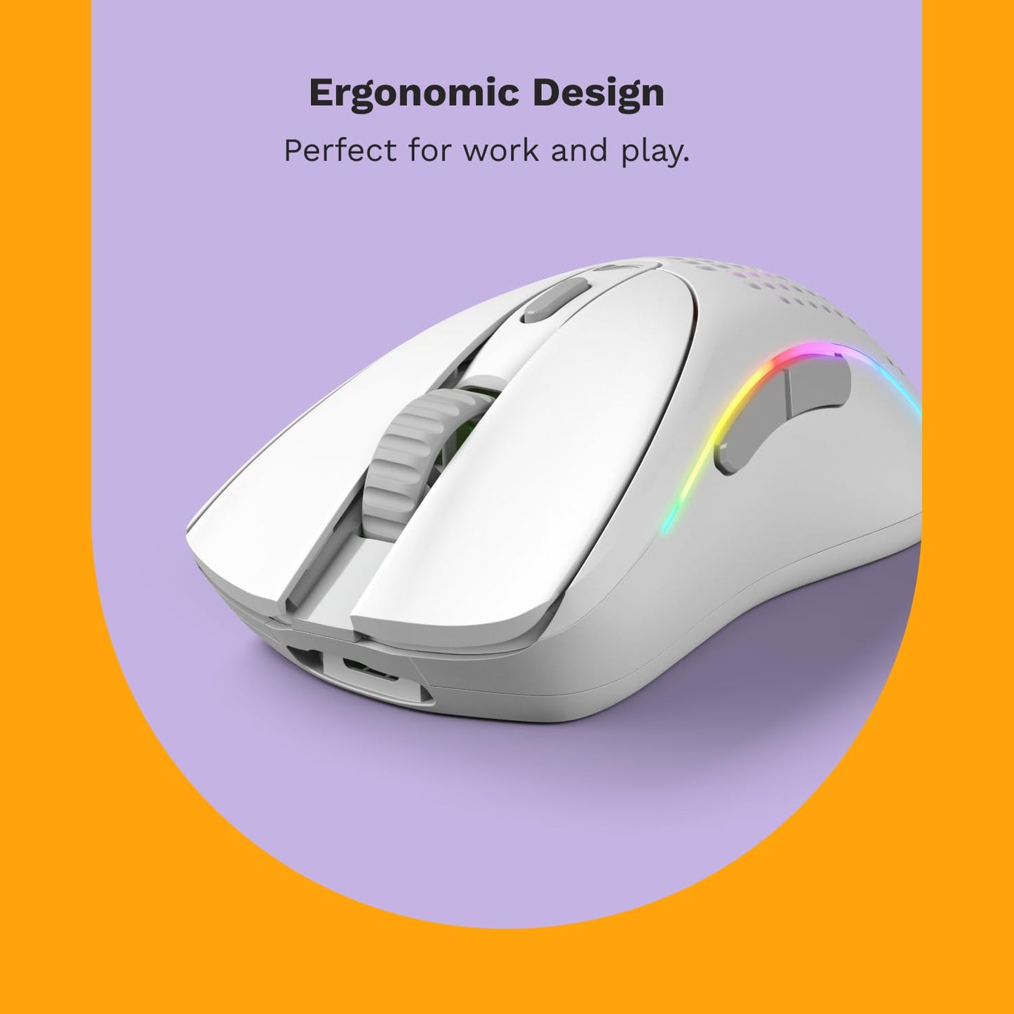 Glorious Gaming - Model D 2 Wireless Ergonomic Mouse, Superlight 66g, up to 210 hr Battery Life, 26K Optical Sensor, 6 Programmable Buttons, 80