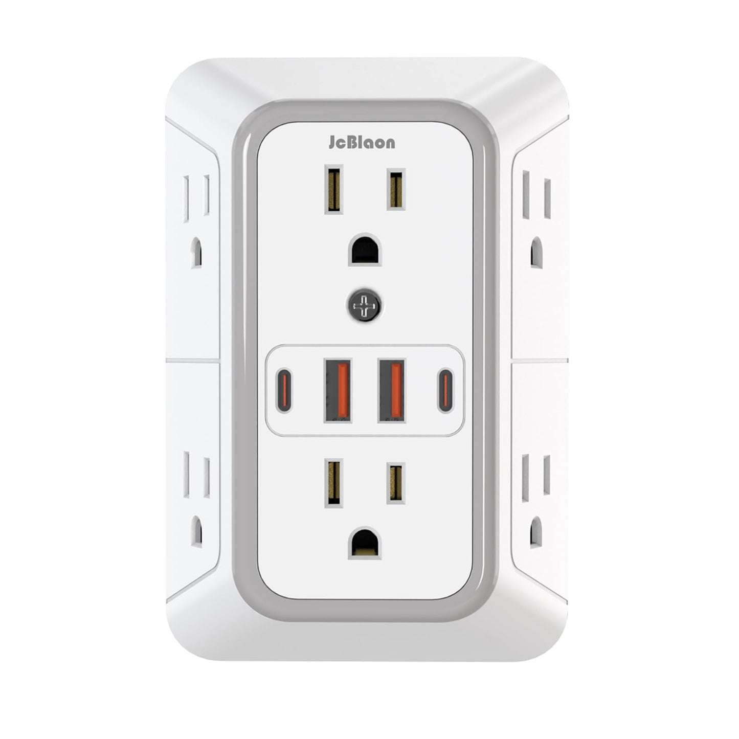JcBlaon Outlet Extender Surge Protector - 6 Outlet Splitter with 4 USB Ports (2 USB C), Multiple Plug Expander Wall Charger, 3 Sided Multi Plug Wall