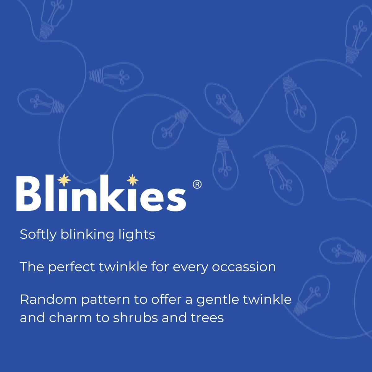 Blinkies Soft White Blinking Outdoor String Lights - Non-Programmed and Relaxing Twinkle Lights, 36 Foot Strands, 2 per Package, 12 Sockets Total