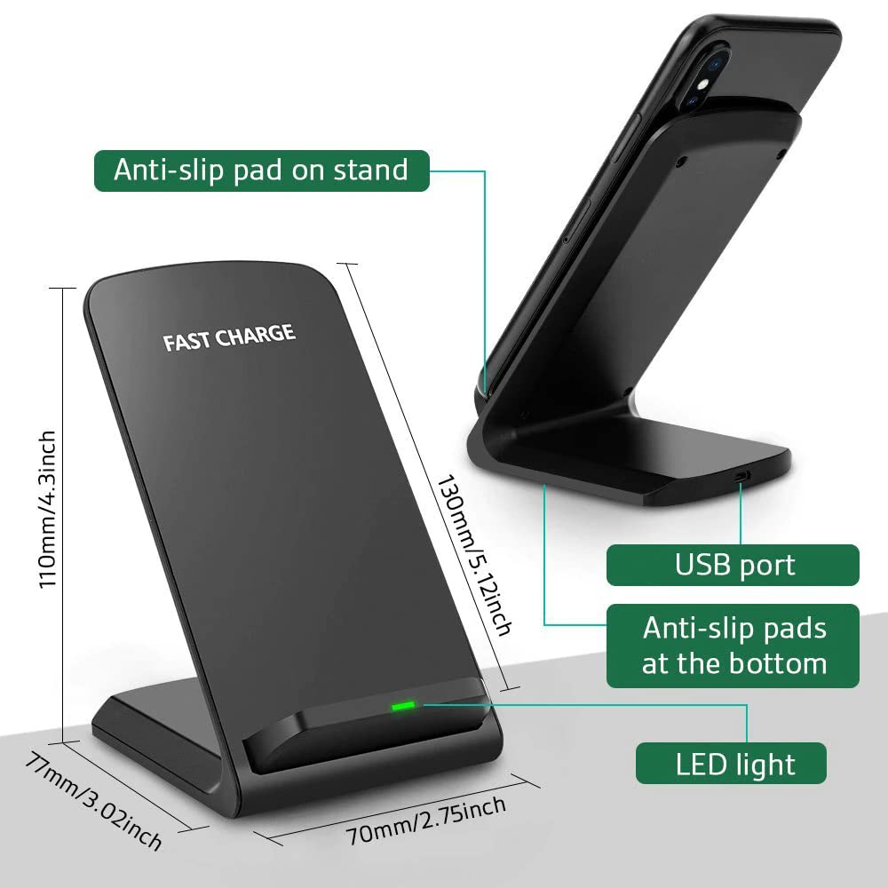 THE PERFECT PART 15W Fast Wireless Charging Stand | Qi Certified Charger Dock Station | Compatible with iPhone 14/13/12, 11/11 Pro Max/X/8, Samsung