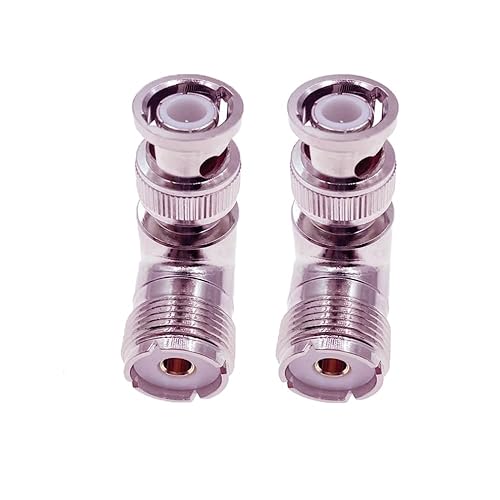 supmory 2pcs Right Angle UHF SO239 Female to BNC Male Coax shortwave Radio Adapter Connector