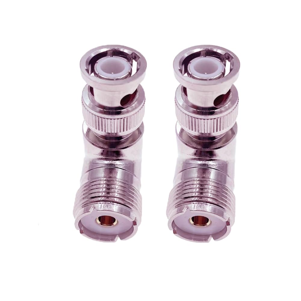 supmory 2pcs Right Angle UHF SO239 Female to BNC Male Coax shortwave Radio Adapter Connector