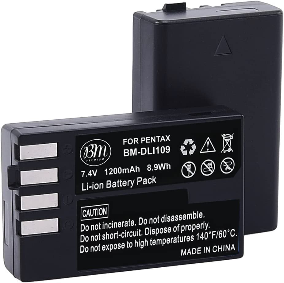 BM Premium 2 Pack of D-LI109 Batteries and Battery Charger for Pentax KP, K-R, K-S1, K-S2, K-30, K-50, K-70, K-500 Digital SLR Camera