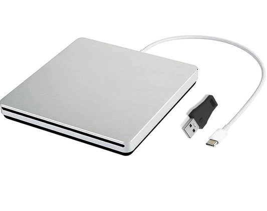 Aouan External CD DVD Drive Burner/Portable/Slim/Reader/Type-c/USB-C Drive(Equipped with USB 3.0 Adapter) for MacBook Pro/PC/Mac/Laptop/Air Windows7/