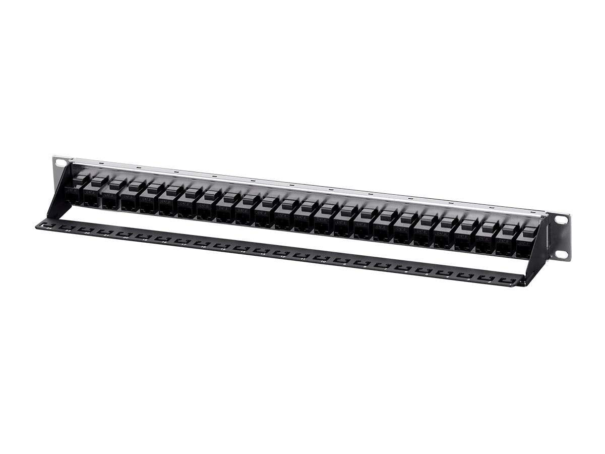 Monoprice Cat6 1U Patch Panel - with Loaded Removable Keystone Jacks, 24 Ports Gigabit Ethernet, Dual Type IDC keystones, 19 Inch, Black