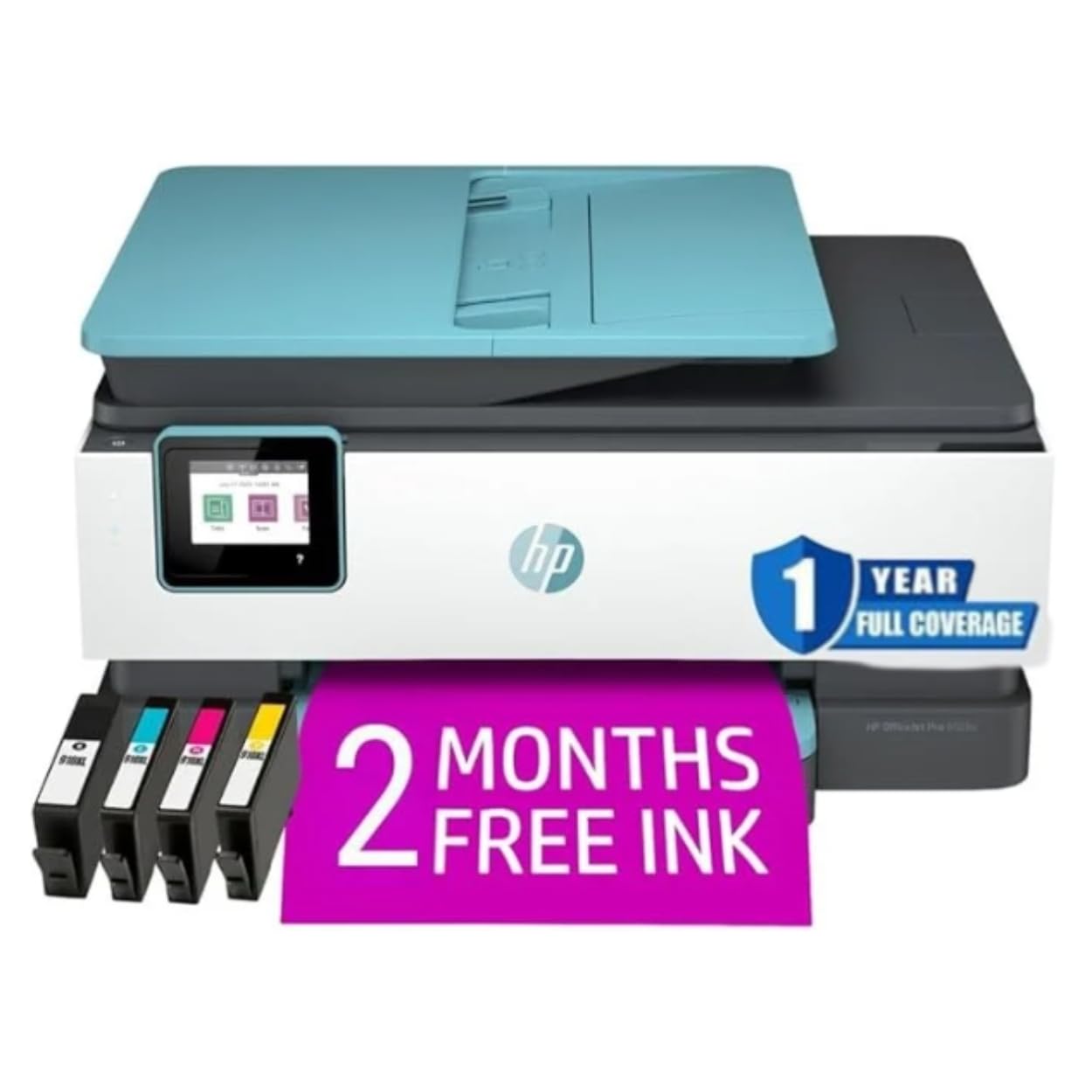 HP OfficeJet Pro 8028e All in One Wireless Printer Scanner Copier Fax Inkjet Print 2.7 Inch Touchscreen 2 Months of Instant Ink 20 ppm Black 10 ppm