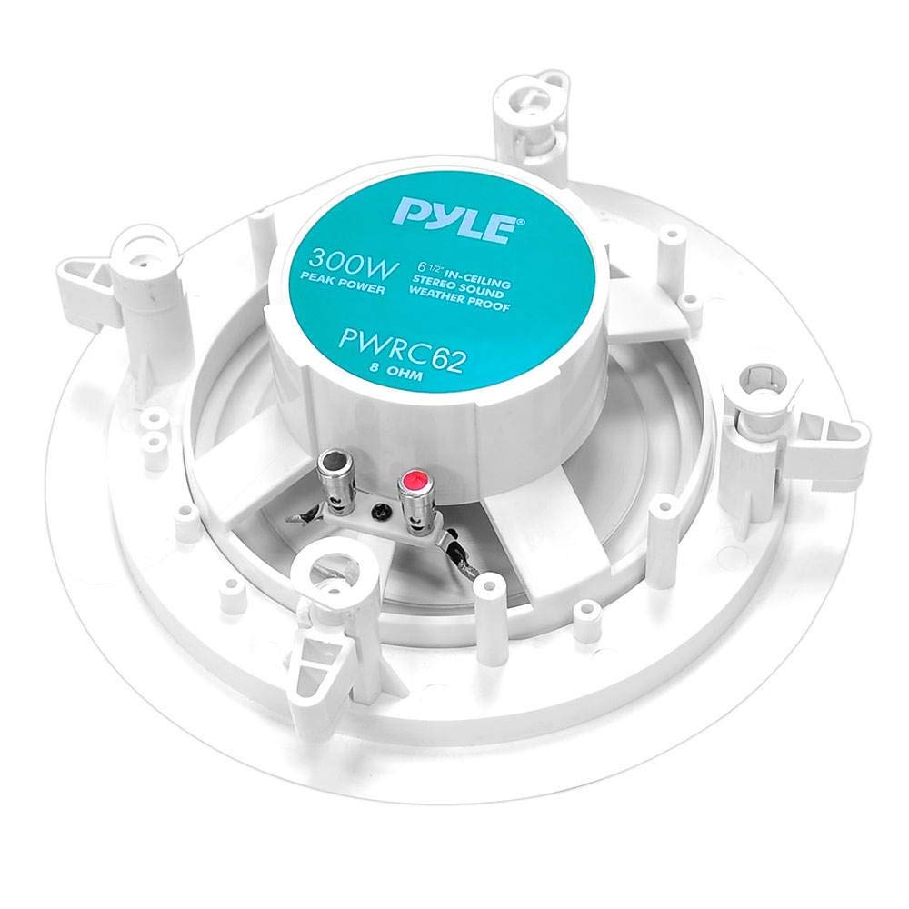 Pyle 6.5 Inch 300W Dual Channel 8 Ohm Home Audio In Ceiling Marine Grade Waterproof Speaker with 60Hz to 22kHz Frequency Response, Single, 1 Pack