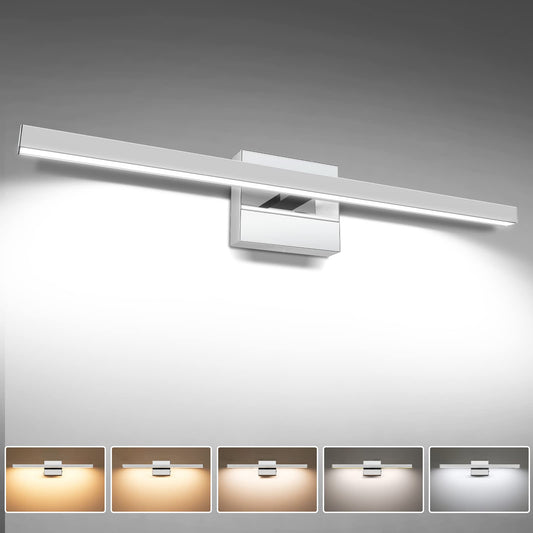VOLISUN Modern Bathroom Vanity Light 23.6 inch, 14W Dimmable 5CCT Led Bathroom Light Fixture Over Mirror, Chrome Bar Wall Lights for Bathrooms Mirror