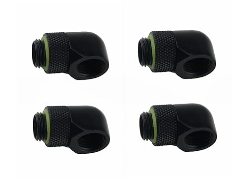 BXQINLENX Black Chrome G 1/4" Male to Female 90° Rotary Enhance Multi-Link Adapter Fitting for Computer Water Cooling System(4 PCS)