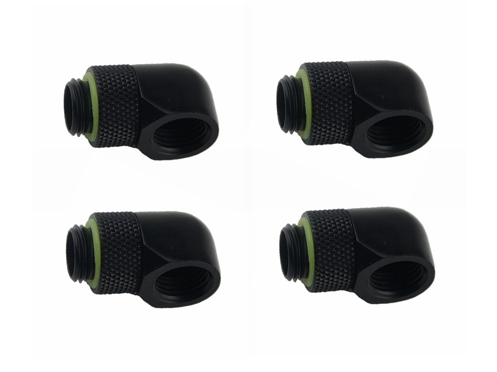 BXQINLENX Black Chrome G 1/4" Male to Female 90° Rotary Enhance Multi-Link Adapter Fitting for Computer Water Cooling System(4 PCS)