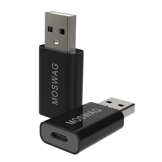 MOSWAG 2 Packs USB C to USB Adapter USB Male to Type C Female Adapter Type C Adapter Black Compatible with Apple MagSafe Charger,iMac,MacBook…