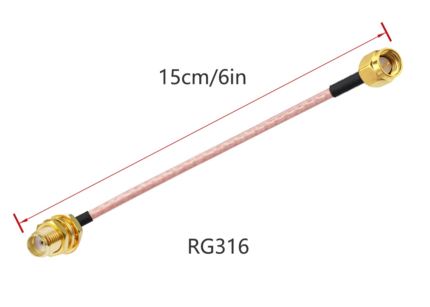 POBADY SMA Cable SMA Male to SMA Female Bulkhead RG316 6" /15CM RF Coaxial Cable + 2pcs SMA Adapters Kits for Router Antenna Signal Enhancer Wireless