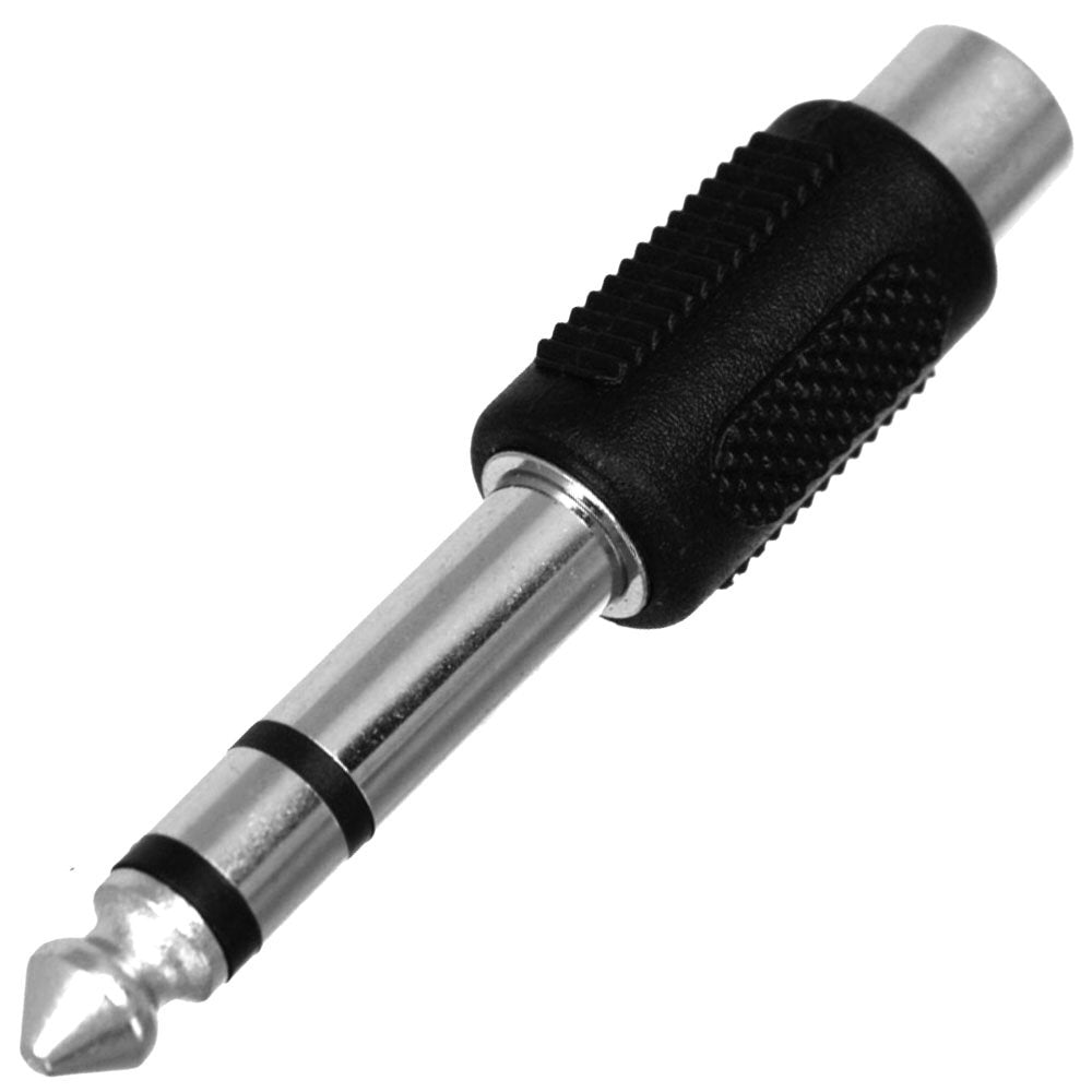 CESS 6.35mm 1/4 Inch Stereo TRS Male Plug to RCA Female Jack Silver Adapter Connectors - 6.35mm Stereo Male to RCA Female (4 Pack)