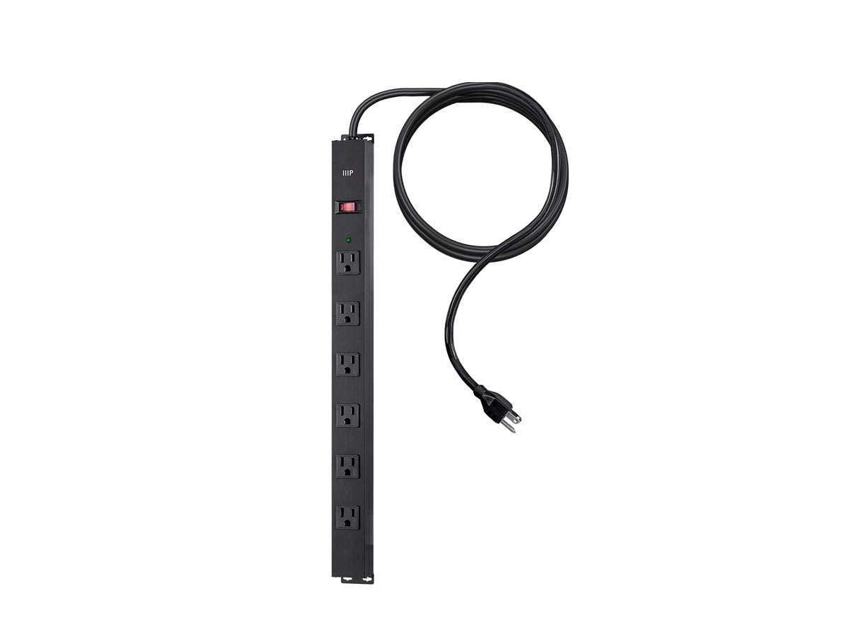 Monoprice 6 Outlet Metal Surge Protector Power Strip - with 15 Feet Cord and Surface Mount Tabs, 540 Joules, UL Certified, EMI/RFI Protection