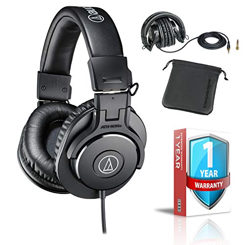 Audio-Technica ATH-M30x Professional Monitor Headphones with Protective Carrying Case
