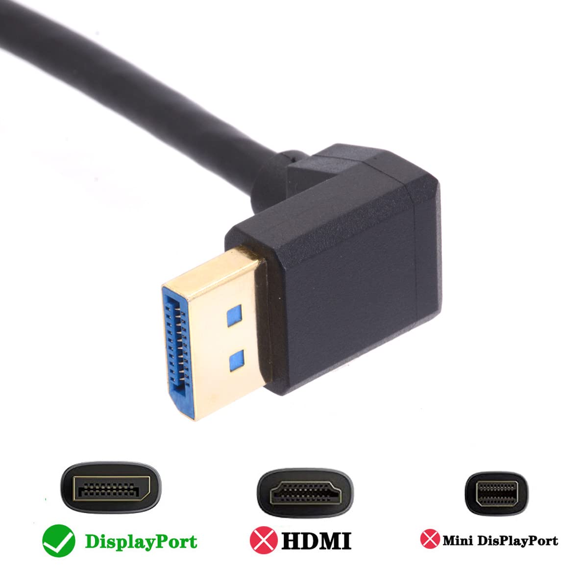 GLHONG 8K DisplayPort 1.4 Extension Cable, 90 Degree Angle DP Male to DP Female Extender Adapter Connector Cord, Support 8K@60Hz 4K@144Hz 1080p@240HZ