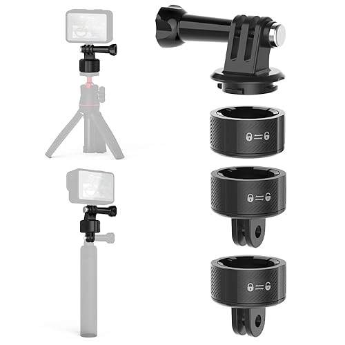 SUREWO Quick Release Base Mount Kit for GoPro,Magnetic Suction & Swivel Lock Adapter Compatible with GoPro Hero 13 12 11 10 9 8 7 6 5 Black,DJI Osmo