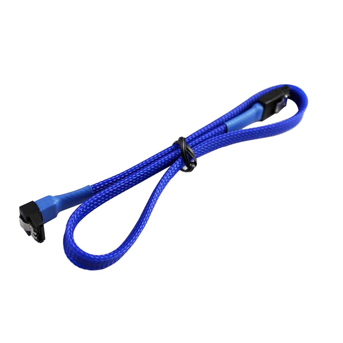 Darkside 45cm (18") SATA 3.0 180° to 90° Data Cable with Latch - Blue UV (DS-0082)