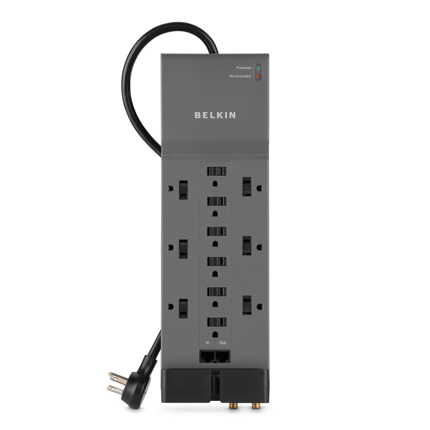 Belkin 12-Outlet Home and Office Series Surge Protector, 8ft Cord, Gray
