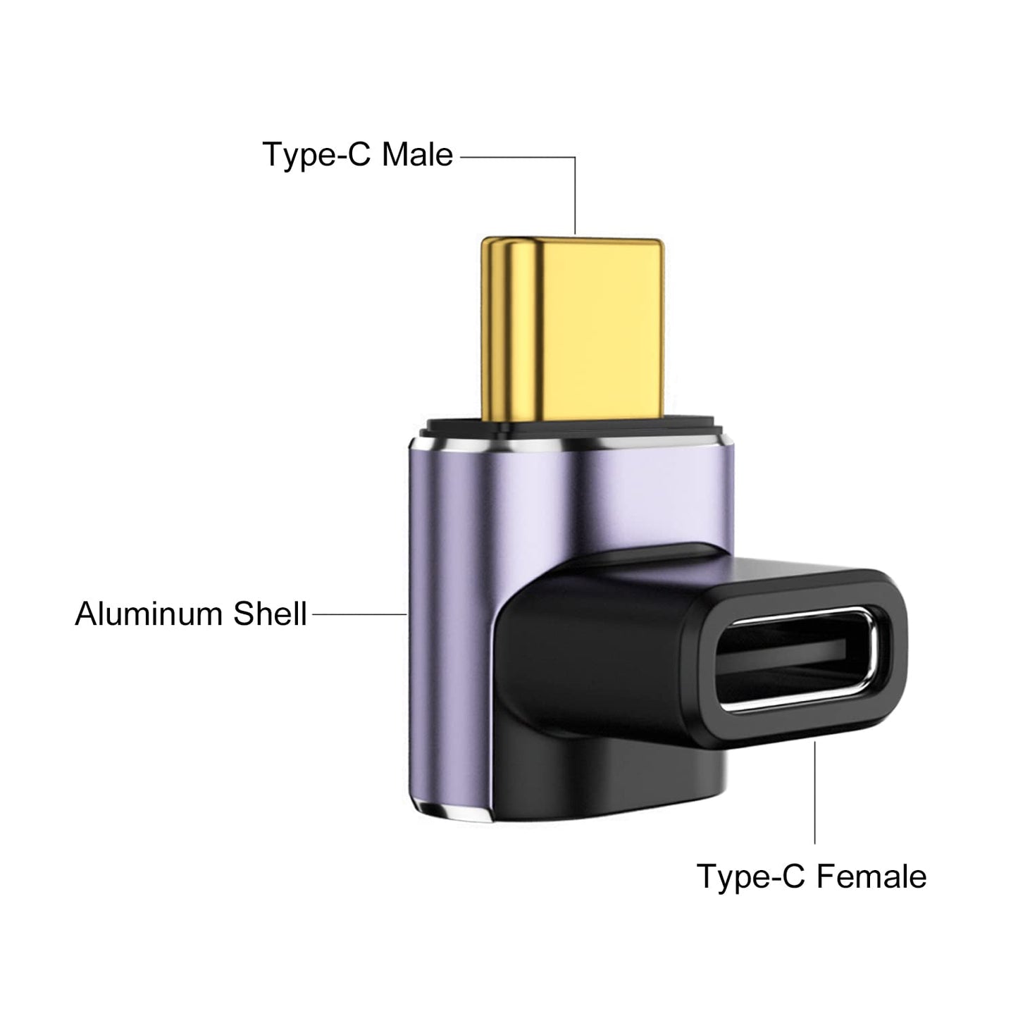 AreMe 90 Degree USB-C Male to USB-C Female Adapter (2 Pack), Type-C Up and Down Right Angle 40Gbps PD 100W Fast Charging Connector for Steam Deck…