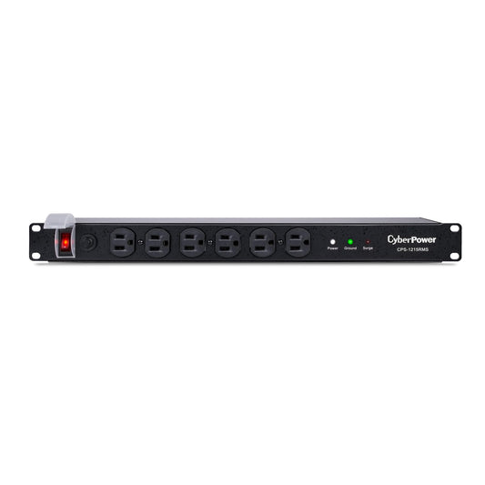 CyberPower CPS1215RMS Surge Protector, 120V/15A, 12 Outlets, 15 ft Power Cord, 1U Rackmount