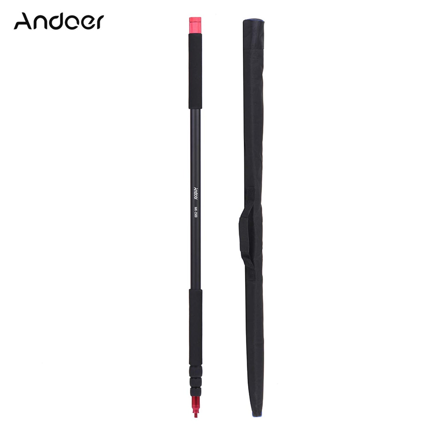 Andoer Telescoping Microphone Boom Pole Aluminum Alloy 4 Sections Stretchable Handheld Microphone Holder Pole Flash Light Boom Sound Recording Grip