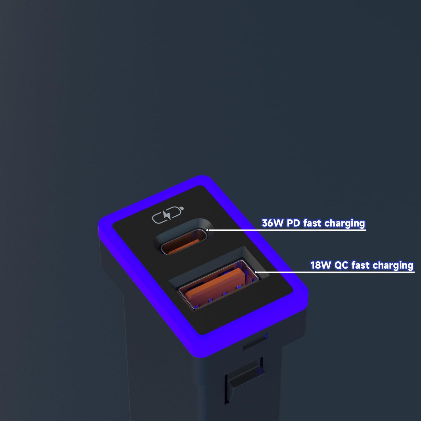Car Charger PD QC3.0 Fast Charging Type c USB Port Socket,with LED Light Show for Toyota Compatible with Smart Phone,Tablet,and USB Device