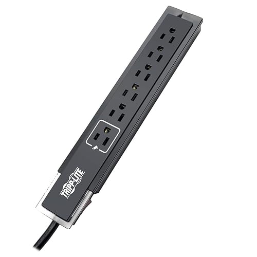Tripp Lite 6 Outlet Surge Protector Power Strip, Black, 6ft Cord, Tel/Fax/Modem Protection, Right-Angle Plug, Lifetime Manufacturer's Guarantee & $75K