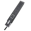 Tripp Lite 6 Outlet Surge Protector Power Strip, Black, 6ft Cord, Tel/Fax/Modem Protection, Right-Angle Plug, Lifetime Manufacturer's Guarantee & $75K