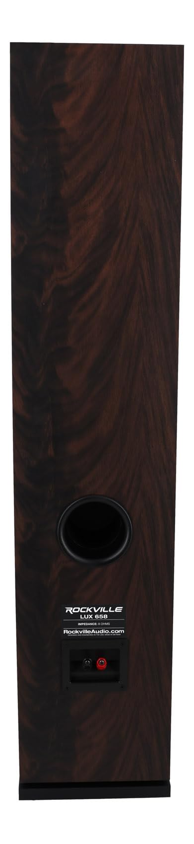Rockville Lux 658 Dark Wood Dual 6.5" Home Theater Stereo Tower Speaker, 160W RMS, 640W Peak, 8 Ohm, Silk Tweeter, MDF Audio Cabinet, 22Hz-20kHz