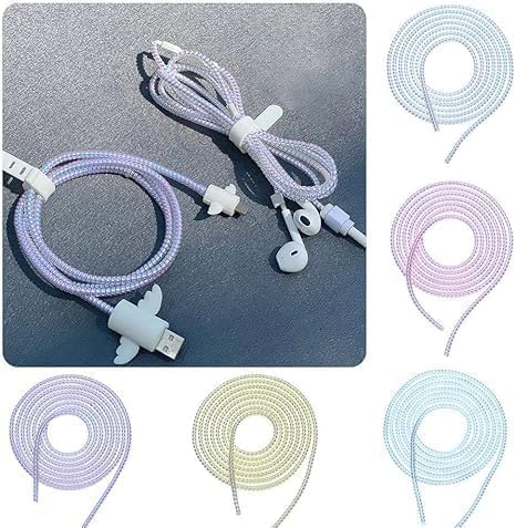 Cable Protector Animal Proof Wire Repair, Pink Cord Protector for Pets Headphone Saver Spiral Cable Wrap Strain Relief, Cord Sleeve for Phone Cable
