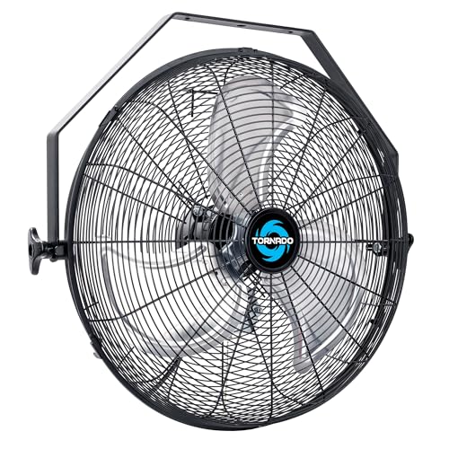 Tornado - 18 Inch High Velocity Industrial Wall Fan with TEAO Enclosure Motor - 4000 CFM - 3 Speed - 6.5 FT Cord - Industrial, Commercial, Residential