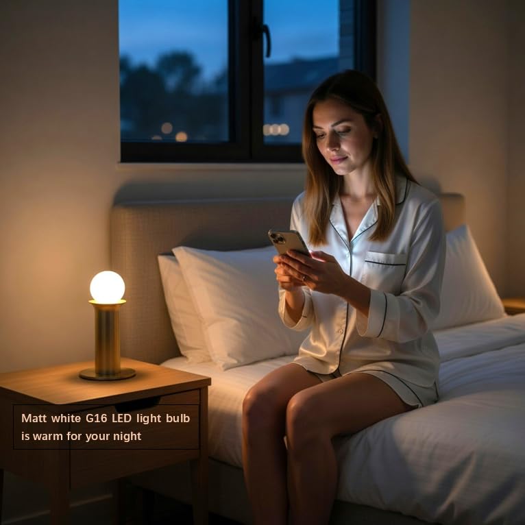 Liii&ARTMAN LED Small Bulb G16 Light Globe 4W Matte White E12 Dimmable 2700K Warm Light CRI97 320lm Equal to 30W Incandescent Bulb (4-Pack)