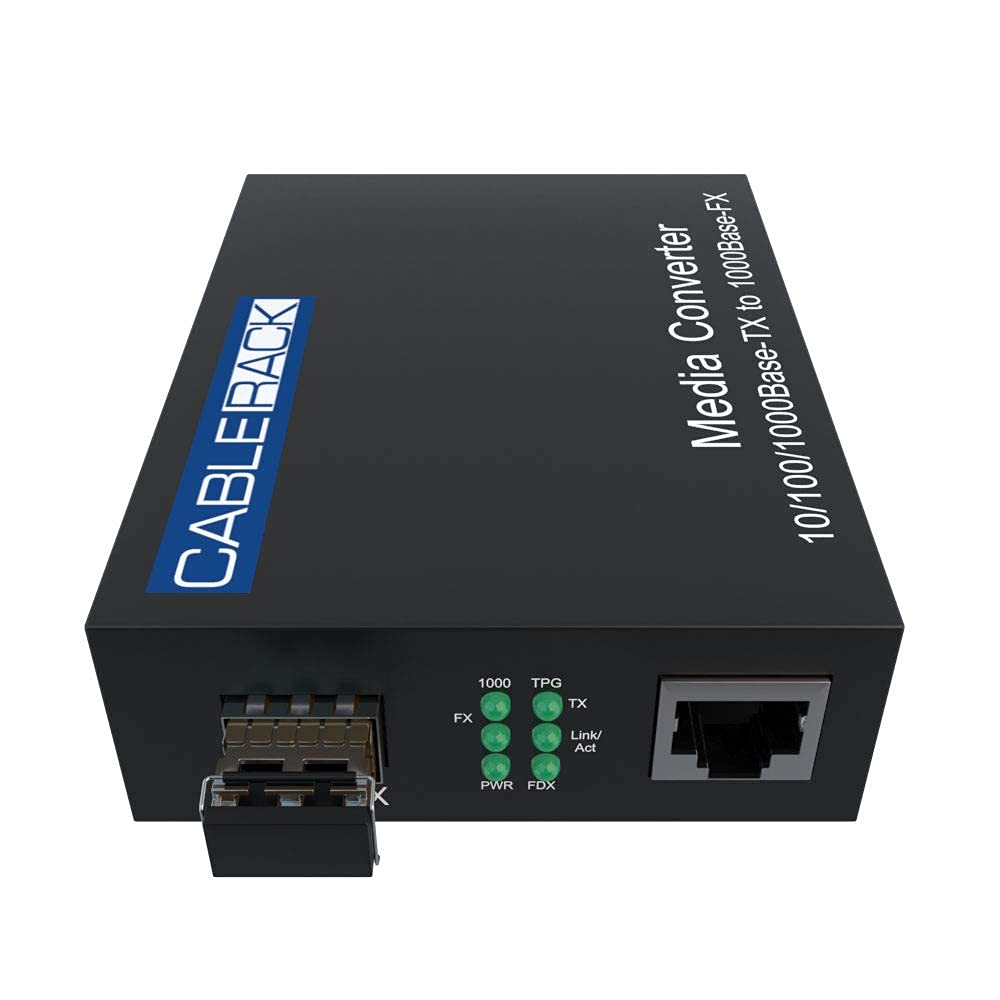 2-Pack Gigabit Media Converter LC Multi-Mode Fiber Media Converter, up to 550m, 10/100/1000Base-Tx to 1000Base-SX (SX Transceiver Included) by
