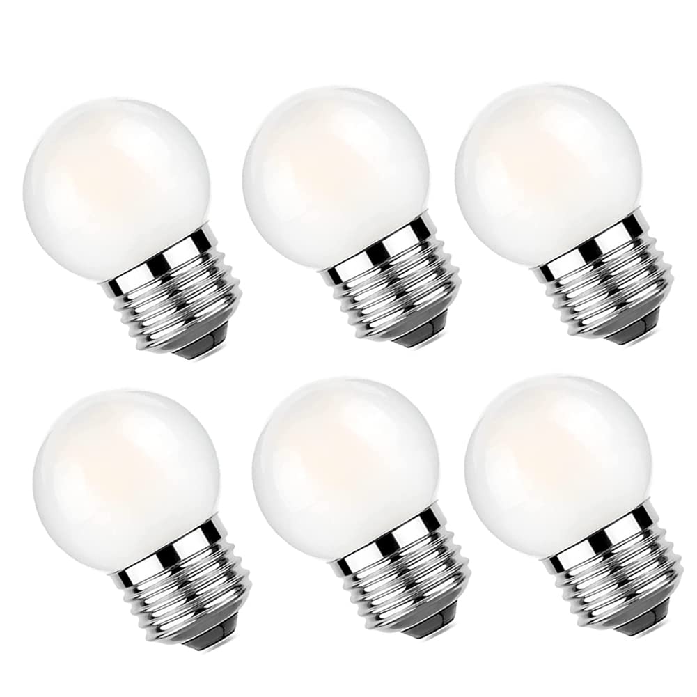 G40 E26 LED Bulbs, 1.5W Low Watt, 2700K Warm White, Night Light, 6Pack