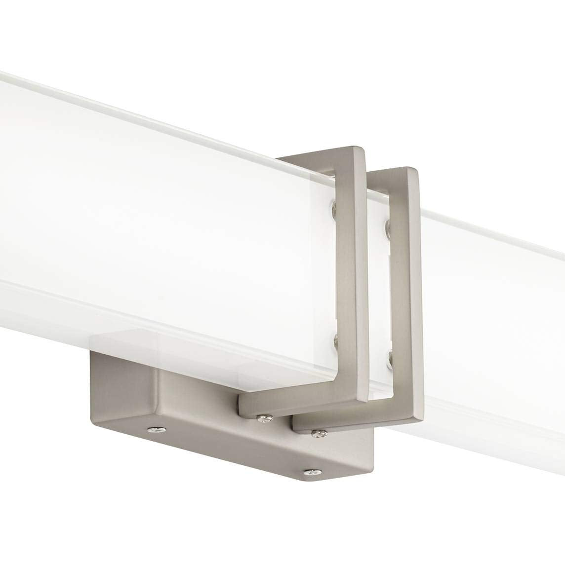 Possini Euro Design Exeter Modern Wall Mount Light LED Brushed Nickel Silver Metal 24" Wide Vanity Bar Fixture Rectangular Silk Screened Glass Shade